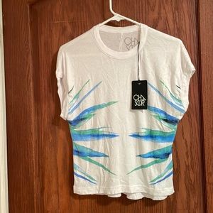 NWT Chaser White Tee with Blue Design